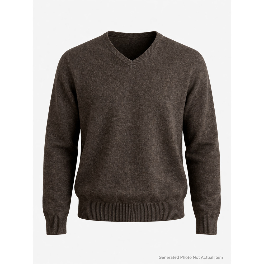 Merino Wool V Neck Sweater Mens Lightweight Brown Casual Medium Banana Republic